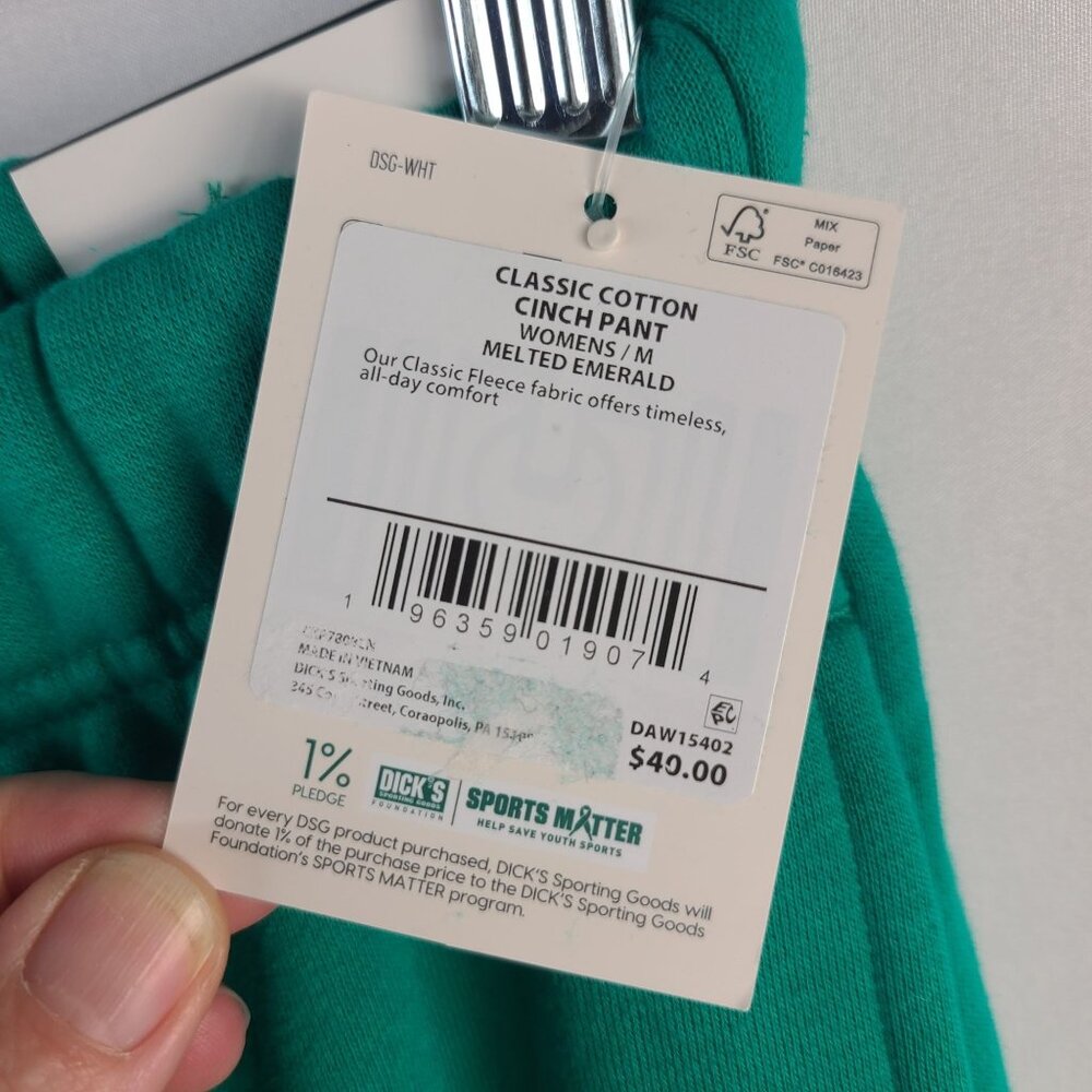 DSG Womens Classic Cotton Cinch Pants Melted Emerald Fleece Elastic Waist Sz M - Picture 2 of 7